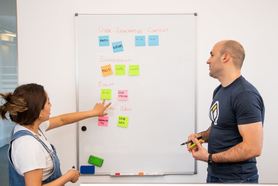 Marketing and sales team planning a lead generation strategy session